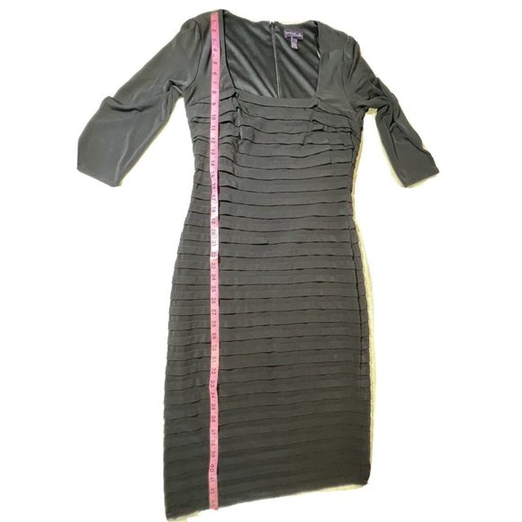 Long Tall Sally Black Shutter Dress Square Neck Pencil Stretchy Size 8 Sexy - Picture 7 of 16